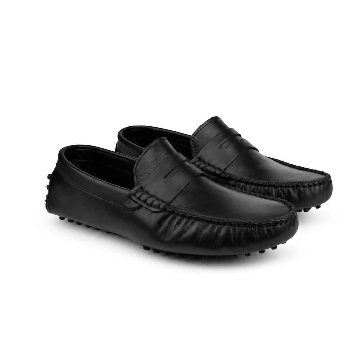 Moccasin pour homme confort 003-5 noir cuir  miniature